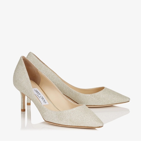Jimmy Choo Shoes - Jimmy Choo Romy 60 Platinum Ice Dusty Glitter Pointy Toe Heel Pumps 38.5